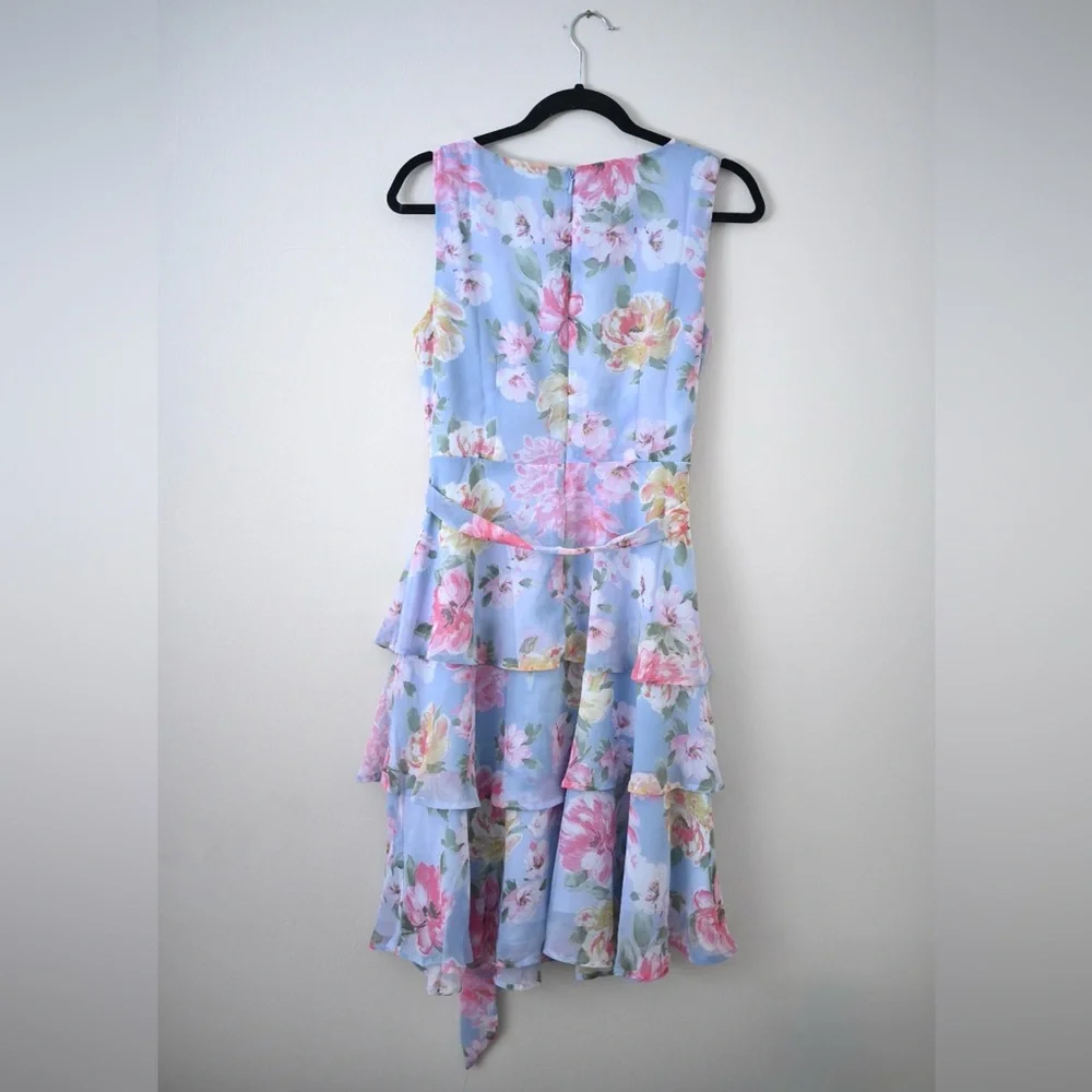 Womens Sz 6 Floral Tiered Midi-Dress - Chetta B - NWOT Pastel Easter - Picture 5 of 11